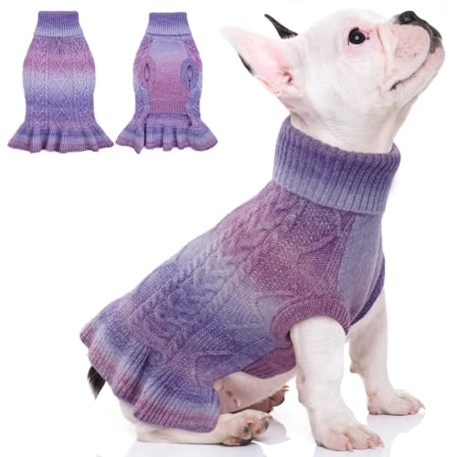 QBLEEV Weihnachtspullover für kleine Hunde für Mädchen, Weihnachtspullover für Hunde, Hundepullover, Kleid, Welpenpullover, weicher Haustierpullover, warmer Winter-/Herbst-Hundepullover, Weste, von QBLEEV