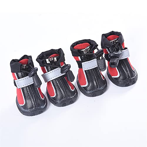 QBZUVDFCS 4 Stück Hundestiefel Atmungsaktive Hundeschuhe for kleine, mittelgroße Hunde, Rutschfester Pfotenschutz for Welpen(Color:Red,Size:10) von QBZUVDFCS