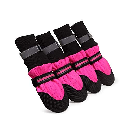 QBZUVDFCS 4pcs Wasserdichter Winter-Hund Schuhe Anti-Rutsch-Schnee-Hund Boots Paw-Schutz-Reflective for Medium Large Hunde Labrador Husky Warm(Color:Pink,Size:M) von QBZUVDFCS