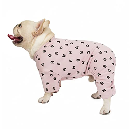 QBZUVDFCS Baumwollhund-Pyjamas-Jumpsuit-Mops French Bulldogge Kleidung Schnauzer Kleidung Haustier Outfit insgesamt Pudel Bichon Dog Pyjama Pijama(Pink,XX-Large) von QBZUVDFCS