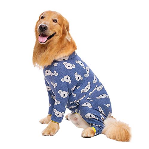 QBZUVDFCS Cotton Große Hunde-Bekleidung Pyjamas Medium Hundekostüm Jumpsuits Hundebkleidung Männlich Weiblich Fully Covered Bauch(Color:Blue Kangaroo,Size:38(Chest 108cm)) von QBZUVDFCS