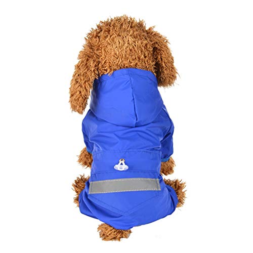 QBZUVDFCS Dog Raincoat Reflektierende Haustier-Kleidung Hunde-Kleidung wasserdichte Jumpsuit Jacke Yorkie Pudel Bichon Spitz Schnauzer Corgi Mantel(Color:Blue,Size:X-Large) von QBZUVDFCS