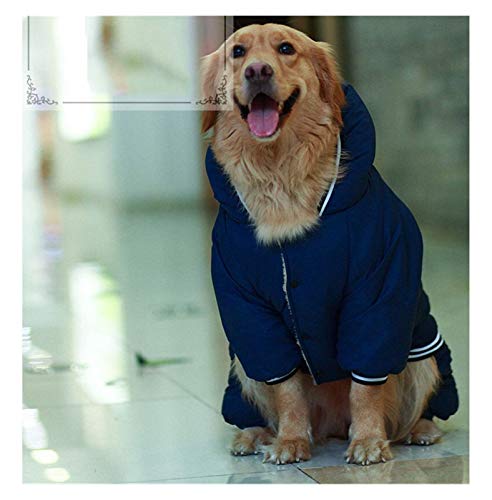 QBZUVDFCS Fleece Big Dog Jacke Winter Thick Flug Hunde-Bekleidung mit Kapuze Haustier-Hundemantel-Jacke for Small/Large Hunde Husky Schäferhund(Color:Darkblue dogclothes,Size:XXX-Large) von QBZUVDFCS
