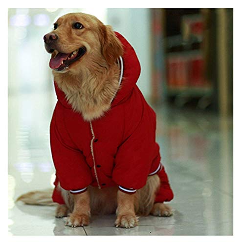 QBZUVDFCS Fleece Big Dog Jacke Winter Thick Flug Hunde-Bekleidung mit Kapuze Haustier-Hundemantel-Jacke for Small/Large Hunde Husky Schäferhund(Color:Red Dog Clothes,Size:XXX-Large) von QBZUVDFCS