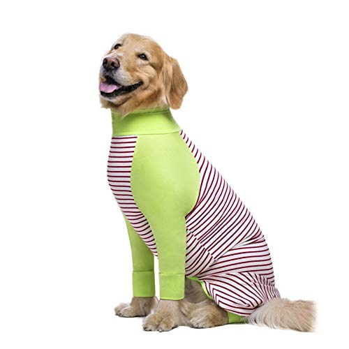QBZUVDFCS Gestreifte Große Hunde-Bekleidung Cartoon-Pyjamas for Gril Junge Hunde Mantel 4 Beine Hund Overall Sweatshirt Hunde-Kleidung Haustier Kleidung(Color:Red Striped,Size:38(Chest 108 cm)) von QBZUVDFCS
