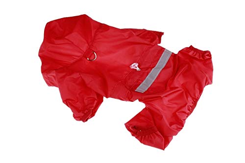 QBZUVDFCS Haustier Hund Katze Raincoat mit Kapuze Reflektierende Hündchen Regen-Mantel-Außen Haustier-Kleidung mit Kapuze Winddichtes Entwurf-wasserdichter Mantel(Red,X-Small) von QBZUVDFCS