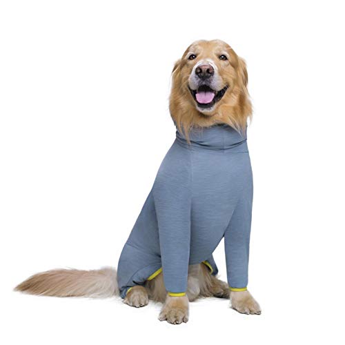 QBZUVDFCS Haustier Hund Kostüm mit Kapuze 4 Beine Hund Overall Sweatshirt Golden Retriever weiche Hundejacke Haustier-Kleidung Hunde Haustiere Accessoires(Color:Blue Dog Costume,Size:38) von QBZUVDFCS