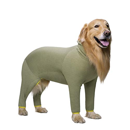 QBZUVDFCS Haustier Hund Kostüm mit Kapuze 4 Beine Hund Overall Sweatshirt Golden Retriever weiche Hundejacke Haustier-Kleidung Hunde Haustiere Accessoires(Color:Green Dog Costume,Size:30) von QBZUVDFCS