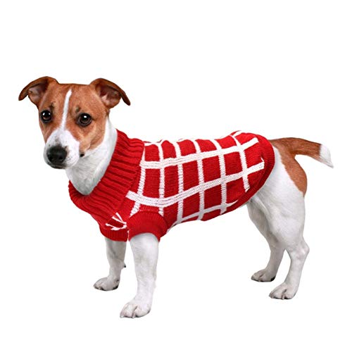 QBZUVDFCS Haustier Hund Winter warme Pullover Strickjacke Hundewelpen-Kleidung for Small Medium Hunde Katzen Chihuahua Ropa para Perro S-2XL(Color:Redwhite,Size:XL) von QBZUVDFCS