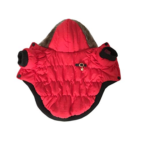 QBZUVDFCS Haustier-Hund kleidet Winter warme Jacke Windjacke + Sponge Kaschmir Kapuzenjacke for Puppy Large Hundehundebekleidung Overcoat(Red,XXL) von QBZUVDFCS