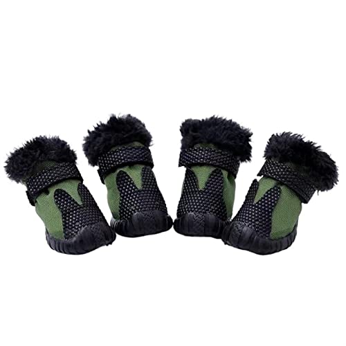 QBZUVDFCS Haustier-Hundeschuhe, Warmer Winter, wasserdicht, for kleine Hunde, Teddy Bichon, Schnauzer, Dicke Baumwolle, rutschfeste Schuhe(Color:Green,Size:2) von QBZUVDFCS