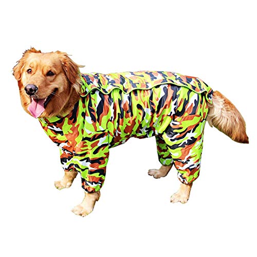 QBZUVDFCS Haustier Kleiner Hund Große Raincoat wasserdichte Kleidung großer Hundeoverall mit Kapuze Regenmantel Overalls Umhang(Color:Yellow camo,Size:16) von QBZUVDFCS