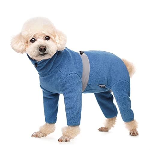 QBZUVDFCS Herbst-Winter-Kleidung for kleine Hunde, weich, warm, Polarfleece, Haustier-Overall, reflektierender, vollständig geschlossener Bauchmantel for Jungen und Mädchen(Color:Blue,Size:2X-Large) von QBZUVDFCS