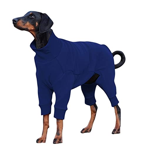 QBZUVDFCS Hundebekleidung, einfarbiger Rollkragenpullover, vierbeiniger Overall, Kleidung for mittelgroße Hunde und große Hunde(Color:Blue,Size:3X-Large) von QBZUVDFCS