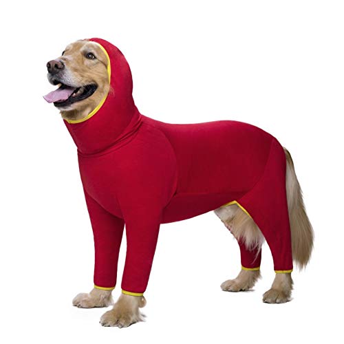 QBZUVDFCS Haustier Hund Kostüm mit Kapuze 4 Beine Hund Overall Sweatshirt Golden Retriever weiche Hundejacke Haustier-Kleidung Hunde Haustiere Accessoires(Color:Red Dog Costume,Size:36) von QBZUVDFCS