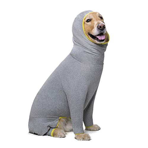 QBZUVDFCS Haustier Hund Kostüm mit Kapuze 4 Beine Hund Overall Sweatshirt Golden Retriever weiche Hundejacke Haustier-Kleidung Hunde Haustiere Accessoires(Color:Grey Dog Costume,Size:38) von QBZUVDFCS