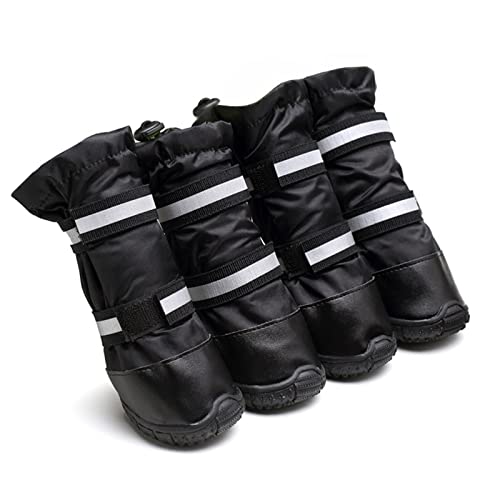 QBZUVDFCS Hunderegenstiefel, Hundestiefel, rutschfeste, atmungsaktive Hundeschuhe for kleine, mittelgroße Hunde, Welpenschuhe, Pfotenschutz(Color:Black,Size:Large) von QBZUVDFCS