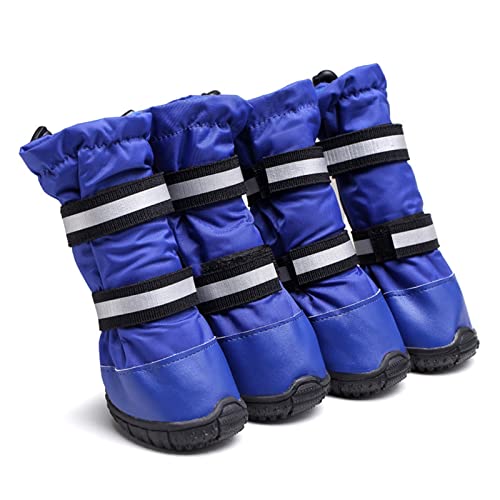 QBZUVDFCS Hunderegenstiefel, Hundestiefel, rutschfeste, atmungsaktive Hundeschuhe for kleine, mittelgroße Hunde, Welpenschuhe, Pfotenschutz(Color:Blue,Size:Medium) von QBZUVDFCS