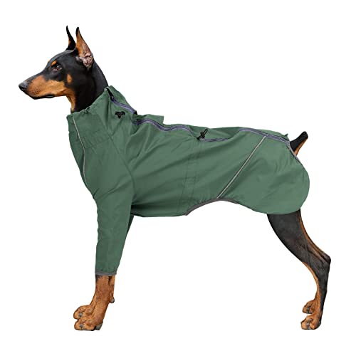 QBZUVDFCS Reflektierende Winddichte Outdoor-Jacken for kleine große Hunde Wasserdichter Hunde-Schneeanzug Verstellbarer Rückenreißverschluss Haustier-Regenmantel Zubehör(Color:Green,Size:Medium) von QBZUVDFCS