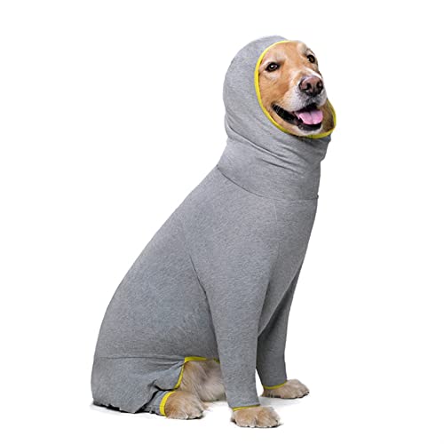 QBZUVDFCS SUPER Light Big Dog Pyjamas Mit Kapuze Vierbeiner Hund Jumpsuit Geeignet for alle Jahreszeiten Hohe Stretch All Inclusive wasserdichte Hund(Color:Gray,Size:30) von QBZUVDFCS