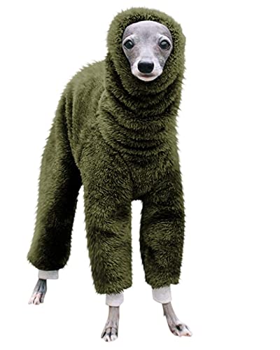 QBZUVDFCS Solide Haustier-Hundekleidung Winter Warmer Hundemantel Vierbeiniger Haustier-Pullover Doppelseitige Langplüsch-Hundekleidung Langärmliger Hunde-Bodysuit(Military Green,X-Large) von QBZUVDFCS