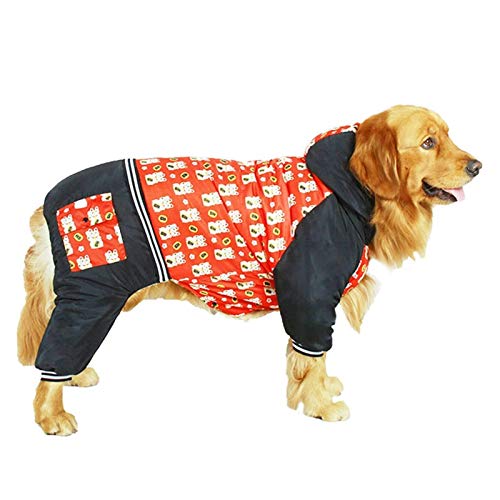 QBZUVDFCS Starke große Hunde-Bekleidung Winter-Lucky Cat Pattern Printing Hundekleidung Kälteschutzjacke Hoodie for LargeDog(Color:Black Dog Clothes,Size:32) von QBZUVDFCS