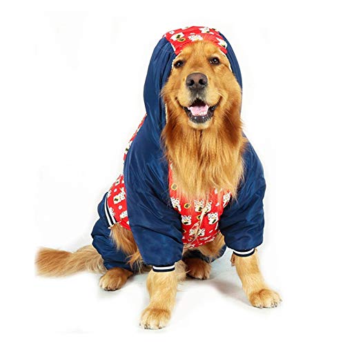 QBZUVDFCS Starke große Hunde-Bekleidung Winter-Lucky Cat Pattern Printing Hundekleidung Kälteschutzjacke Hoodie for LargeDog(Color:Darkblue Dog Clothes,Size:32) von QBZUVDFCS