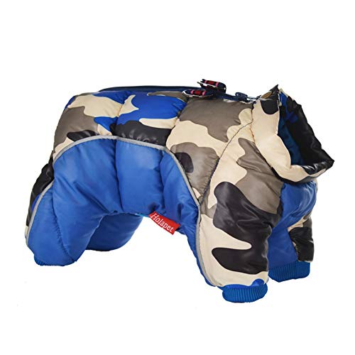 QBZUVDFCS Verdicken warme Hunde Hundebkleidung Winter-Welpen-Hund-Mantel-Jacke Wasserdicht Reflektierende Bekleidung for Hunde Französisch Bulldog Mops(Color:Navy Blue Camouflage,Size:24) von QBZUVDFCS