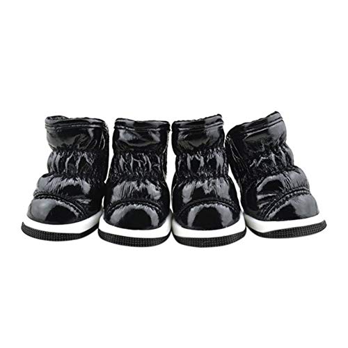 QBZUVDFCS Wasserdicht Warm Booties Stiefel Working Dogs Haustier-Welpen-Winter-Schuhe for Hunde Kleine Hunde Weichen PU-Leder-Schuhe(Color:Black,Size:5) von QBZUVDFCS