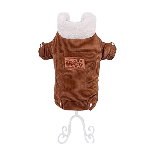 QCBH Welpen-Baumwollkordjacke, Fleece Herbst- und Winter-Teddy-Mantel, Haustierkleidung, Hundekleidung, geeignet für kleine Hunde von QCBH