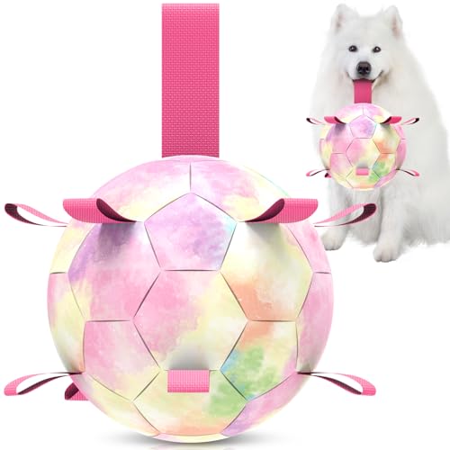 QDAN Extra großes Hundespielzeug, Fußball, langlebige Hundebälle für extra große Hunde, Strand-Pool-Wasserspielzeug, interaktives Hundespielzeug zum Tauziehen, Welpengeburtstagsgeschenke, von QDAN