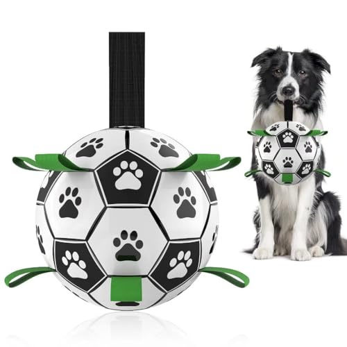 QDAN Hunde-Fußball mit Greiflaschen, interaktives Hundespielzeug zum Tauziehen, Hundespielzeug, Wasserspielzeug, langlebige Hundebälle für kleine und mittelgroße Hunde von QDAN