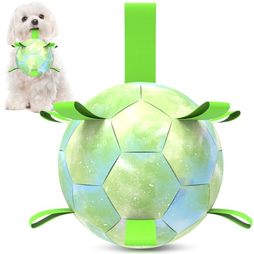 QDAN Mittelgroßes Hundespielzeug, Fußball, langlebige Hundebälle mit Gurt für mittelgroße und kleine Hunde, Geburtstagsgeschenke, Hundespielzeug zum Zerren (15,2 cm) von QDAN