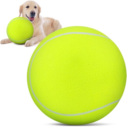 QDAN Riesiger großer Tennisball für Hunde: 24,1 cm großer Ball für Hunde zum Spielen im Freien, großer Tennisball Hundespielzeug, Hundetennisball für kleine, mittelgroße und große Hunde, Gelb von QDAN