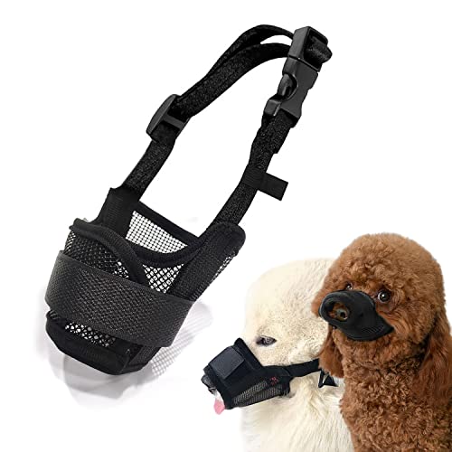 Maulkorb für Hunde mit verstellbarem Maulkorb, Selbstklebender Maulkorb, atmungsaktiver Maulkorb aus Mesh gegen Beißen, Bellen und Kauen, (L, XL). von QEEQPF