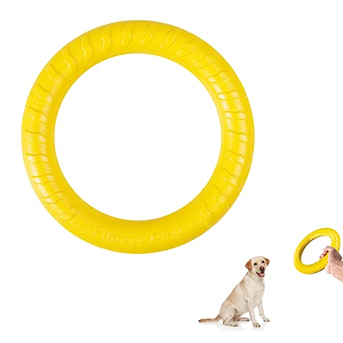 QEEROYO Hunde Fitness Ring, Hundebiss-Ring, Beissring Hunde, Hundespielzeug Ring, Hunde Flugscheibe Spielzeug, Beissring für Hunde, Interaktiver Trainingsring für Kleine mittelgroße Große Hunde, Gelb von QEEROYO