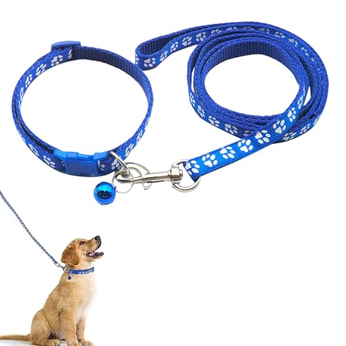 Welpenhalsband, Hundehalsband und Leine, Set, weiches Hundehalsband, verstellbares Haustier-Hundehalsband, Haustier-Katzenhalsband, Leine für kleine und mittelgroße Hunde, verstellbare Hundezubehör von QEEROYO