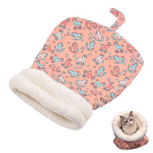 QEOTOH Soft Cat Sleeping Bag, Cat Bed Cave Tunnel Bag, Plush Fluffy Hideaway Sleeping Cuddle Comfortable Pet Mat, Winter Warm Pet Bed for Indoor Cats and Small Dogs, Pet Supplies, 18 x 22 Inch (Pink) von QEOTOH