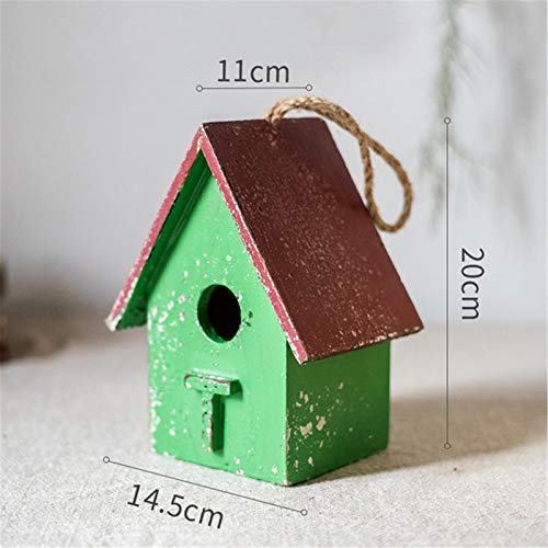 Nester Vogelhäuser for den Außenbereich Garten Vogelhaus Vogelnest Kreative Vogelbox Holz Vogelhaus for den Garten (Color : Green, Size : One Size) von QEXTY