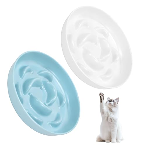 Antischlingnapf Katze, Cat Bowl 2 Stück Anti Schling Napf Katze aus Melamin, Slow Feeder, rutschfest Durable and Shatterproof für Katzen und kleine Hunde Antischlingnapf Katze, Cat Bowl 2 Stück Anti Schling Napf Katze aus Melamin, Slow Feeder, rutschfest Durable and Shatterproof für Katzen und kleine Hunde von QGGTQG