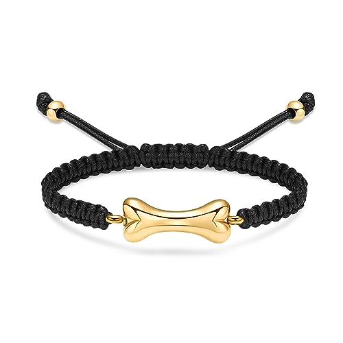 QGJNSGC Hundeknochen-Urnen-Armband, Asche-Andenken, Verstellbarer Feuerbestattungsschmuck, geflochtenes Seil, Urnen-Armband für Haustiere, Asche, Hundeurnen-Schmuck für Damen und Herren von QGJNSGC