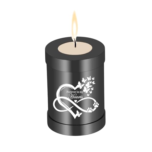 QGJNSGC Klein Urne Hund Mensch Urne Cremation Asche Kerzenhalter Erinnerungsgeschenk Gedenklicht Grabstein Hund Andenken Haustiere Haustiere Memorials Grablicht (Schwarz) von QGJNSGC