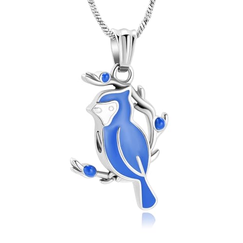 QGJNSGC Kremation Schmuck Red Cardinal Urne Halskette für Asche für Frauen Männer Memorial Keepsake Asche Urne Schmuck von geliebten Menschen (Blue) von QGJNSGC