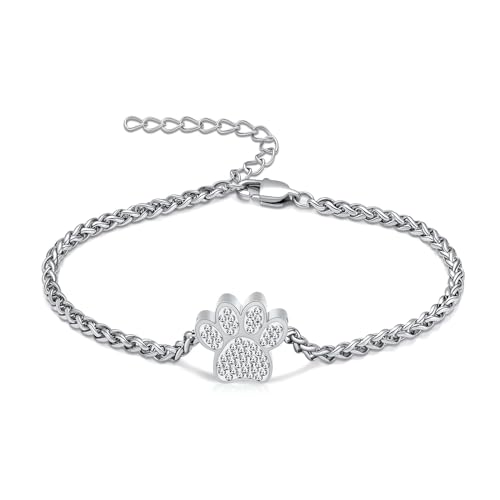 QGJNSGC Paw Urn Armband für Asche Hund Katze Haustier Pfote drucken Einäscherung Schmuck für Haustier Asche Tier Keepsake Memorial Charme Anhänger Armband von QGJNSGC