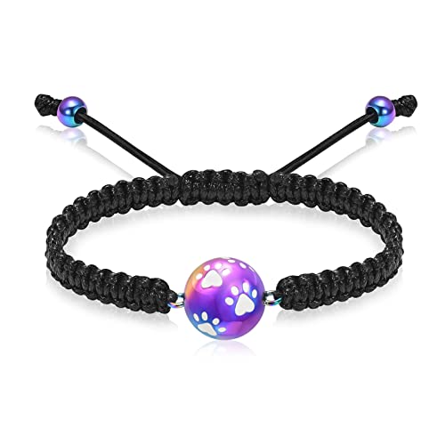 QGJNSGC Urnen-Armband für Asche für Damen und Herren, Hund, Katze, Pfotenabdruck, Haustier-Einäscherungsschmuck, verstellbares Erinnerungs-Andenken-Gliederarmband von QGJNSGC