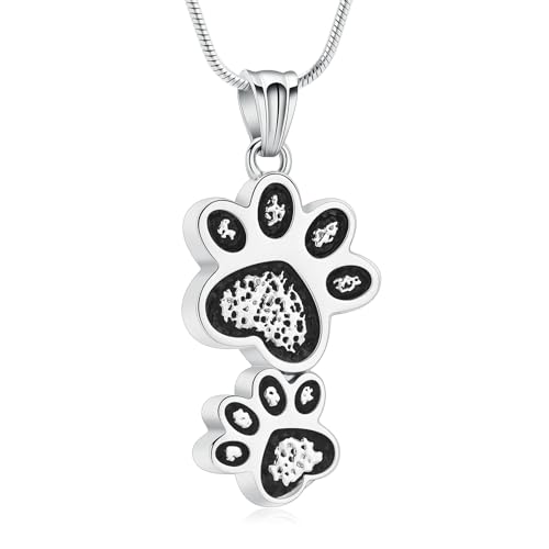 QGJNSGC Urnen-Halskette für Asche Hund Haustier Asche Halskette Pfote Memorial Ash Souvenir Einäscherung Schmuck Geschenk für weibliche Hunde und Katzenliebhaber von QGJNSGC