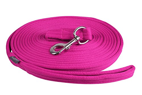 QHP Longierleine Longe Führleine Führstrick 8m mit Tasche 9 Farben (Fuchsia) von QHP