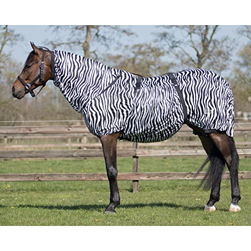 QHP Ekzemdecke mit Hals und Abnehmbarem Bauchlatz (155 cm, Zebra) von QHP