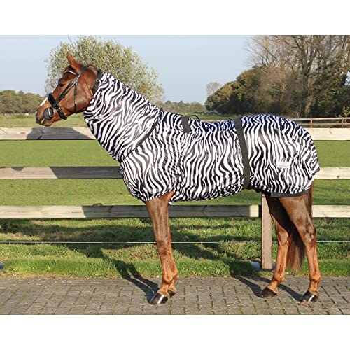 QHP Ekzemdecke mit Hals und Abnehmbarem Bauchlatz (155 cm, Zebra) von QHP