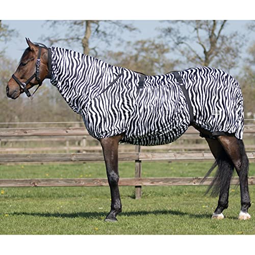 QHP Eczema-Decke mit Hals und abnehmbarem Bauchlatz (85 cm, Zebra) für Pferd, Therapeutisch, Gesundheit, Haustierdecke, Dog Coat von QHP